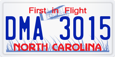 NC license plate DMA3015