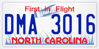 NC license plate DMA3016
