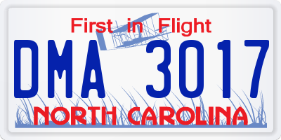 NC license plate DMA3017