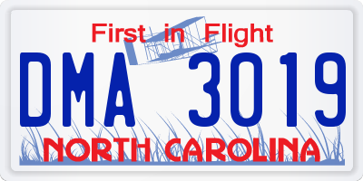 NC license plate DMA3019