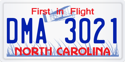 NC license plate DMA3021