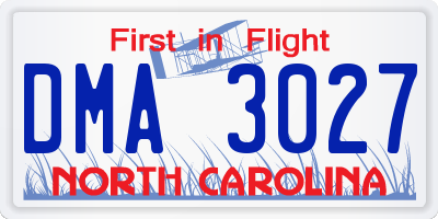 NC license plate DMA3027