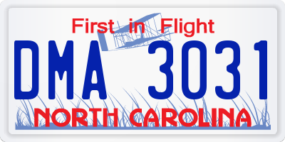 NC license plate DMA3031