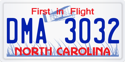 NC license plate DMA3032