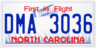 NC license plate DMA3036