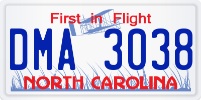 NC license plate DMA3038