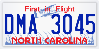 NC license plate DMA3045