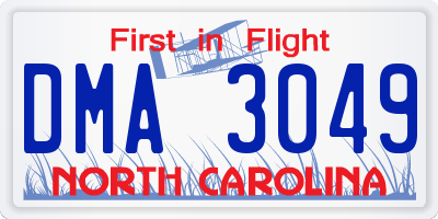 NC license plate DMA3049