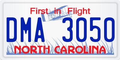 NC license plate DMA3050