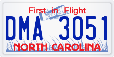 NC license plate DMA3051