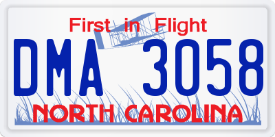 NC license plate DMA3058