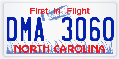 NC license plate DMA3060