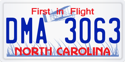 NC license plate DMA3063