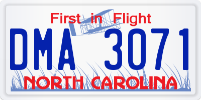 NC license plate DMA3071