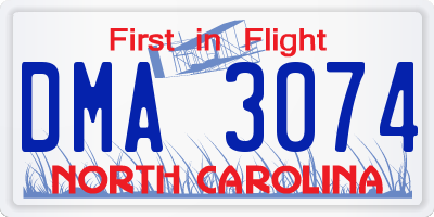 NC license plate DMA3074