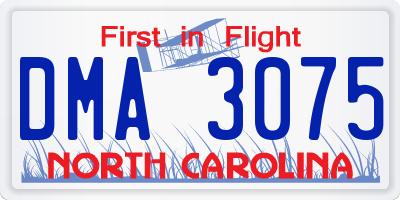 NC license plate DMA3075