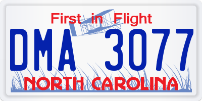 NC license plate DMA3077