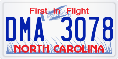 NC license plate DMA3078