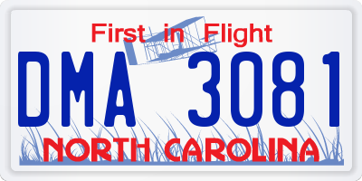 NC license plate DMA3081