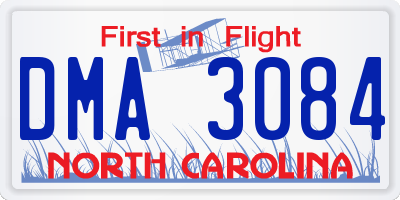 NC license plate DMA3084