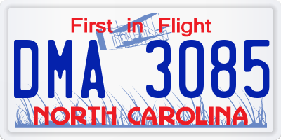 NC license plate DMA3085
