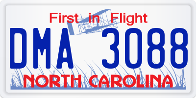 NC license plate DMA3088