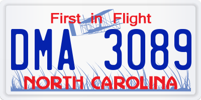 NC license plate DMA3089