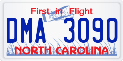 NC license plate DMA3090