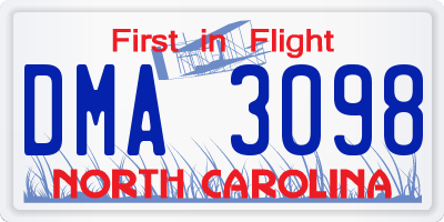 NC license plate DMA3098