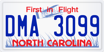 NC license plate DMA3099