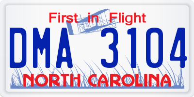 NC license plate DMA3104