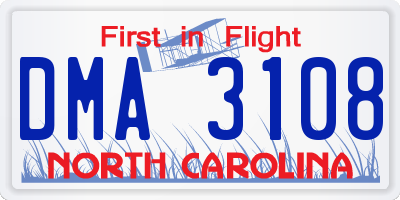 NC license plate DMA3108