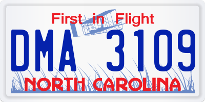 NC license plate DMA3109