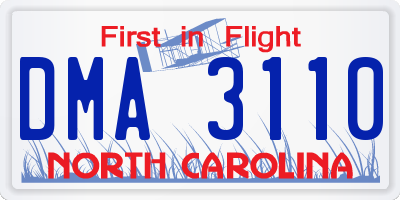 NC license plate DMA3110