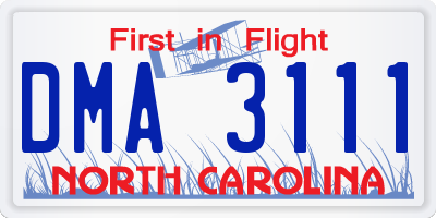NC license plate DMA3111