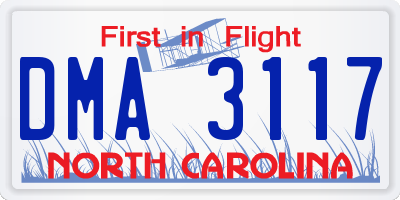 NC license plate DMA3117