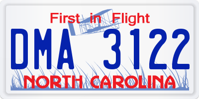 NC license plate DMA3122