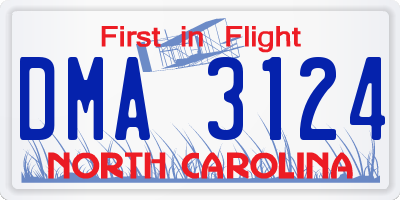 NC license plate DMA3124