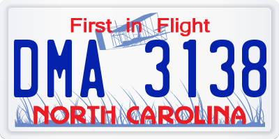 NC license plate DMA3138