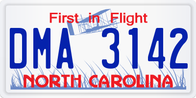 NC license plate DMA3142