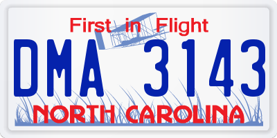 NC license plate DMA3143