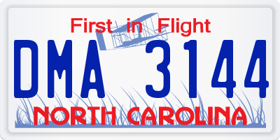 NC license plate DMA3144