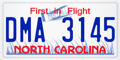 NC license plate DMA3145