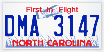 NC license plate DMA3147