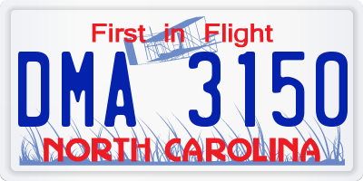 NC license plate DMA3150