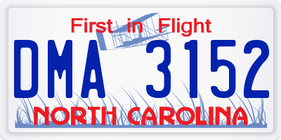 NC license plate DMA3152