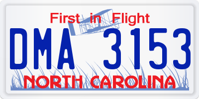 NC license plate DMA3153