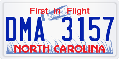NC license plate DMA3157