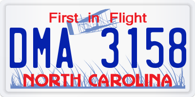 NC license plate DMA3158