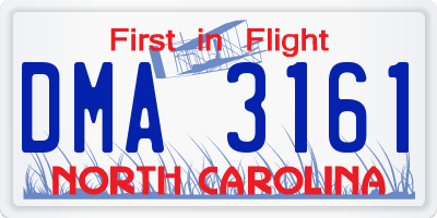 NC license plate DMA3161